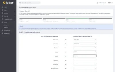 Dane RODO, ich import do systemu i testowanie oprogramowania