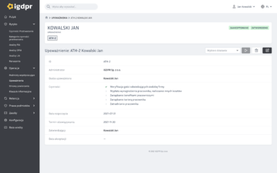 Upoważnienia do przetwarzania danych osobowych