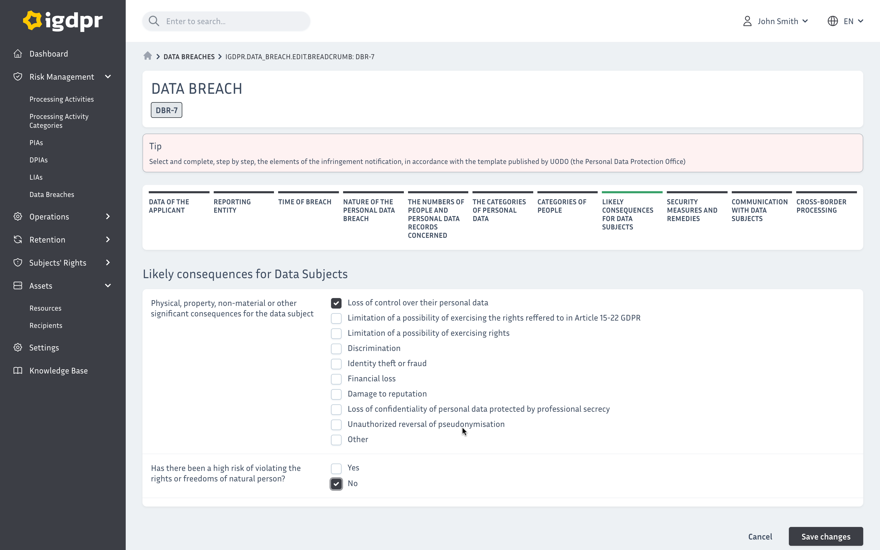 iGDPR System, Data Breach